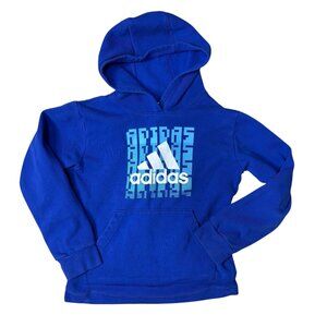 Adidas Boys Hooded Sweatshirt Blue Size Med